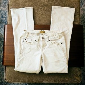 White low rise flared jeans